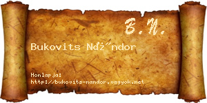 Bukovits Nándor névjegykártya